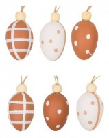 Dekorace velikonoční - vajíčka plastová s korálkem na zavěšení - 4 cm, 6 ks 9912