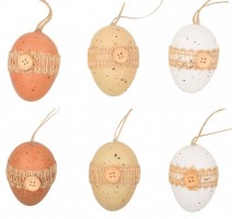 Plastová vajíčka s knoflíkem na zavěšení - 4 cm - 6 ks - 9915