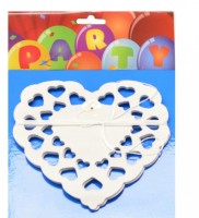 Papírová girlanda - srdce bílá - 9217