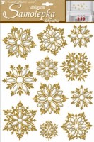 Samolepky - vločky vypouklé zlaté 35 x 27,5 cm - 10306