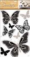 Samolepky na zeď - Motýli se stříbrnými glitry 10232
