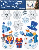 3D samolepky s glitry - sněhuláci s dárkem a vločkami - 10313