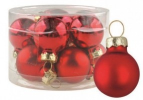 Sada skleněných baněk 2,5 cm - červená - 12 ks - 3579