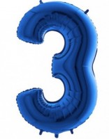 Fóliový balónek 102 cm - číslice 3 - modrý - WBLUE 3