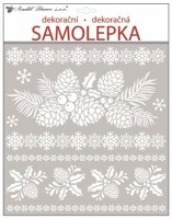 Bílé samolepky s glitry - šišky - 31 x 38 cm - 10334
