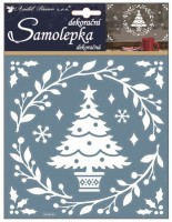 Bílé samolepky s glitry - stromek - 18 x 23 cm - 10359