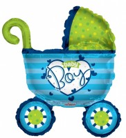 Fóliový balónek 91 cm - kočárek - baby boy