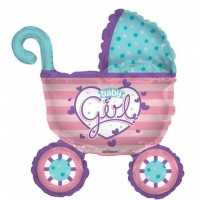 Fóliový balónek 91 cm - kočárek - baby girl - K15120-36S