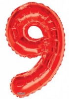 Balónek fóliový 86 cm - číslice 9 - červený - K15929-34S