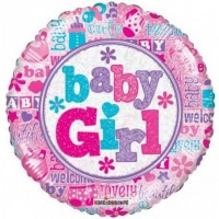 Fóliový balónek 45 cm - kruh - baby girl - K19545-18S