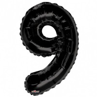 Balónek fóliový 86 cm - číslice 9 - černý - K19691-34S