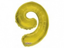 Balónek fóliový 35 cm - číslice 9 - zlatý - K35066-14S