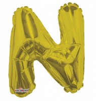 Balónek fóliový 35 cm - písmeno N - zlatý - K35081-14S