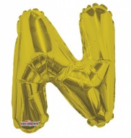 Fóliový balónek 35 cm - písmeno N - zlatý - K35081-14S