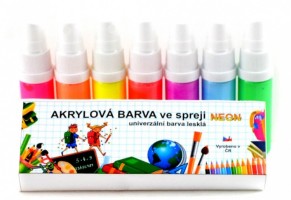 Akrylové barvy ve spreji - Neon - sada - 7 x 20 g - svítící po UV - KRSUN720