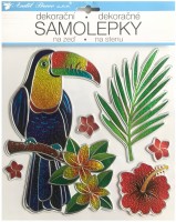 Samolepka na zeď - prostorová třpytivá - tukan - 25 x 31 cm - 10442