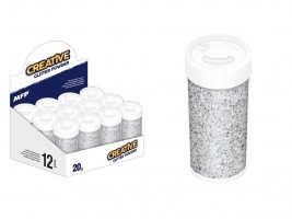 Glitrový pudr - 20 g - stříbrný - 6330736