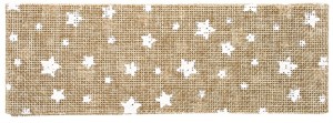 Jutová stuha s bílými hvězdičkami - 6 cm x 2 m - 2811