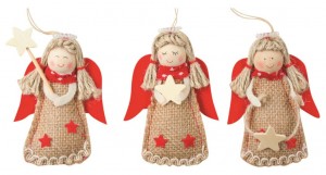 Anděl jutový - na zavěšení - 10 cm - 3754