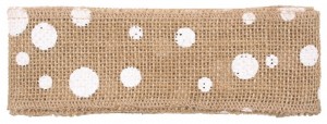 Jutová stuha s bílými kolečky - 6 cm x 2 m - 2813