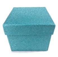 Dárková krabička D1 - 8,5 x 8,5 x 7 cm - Glitter - Tyrkys - 501229