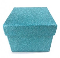 Dárková krabička D1 Glitter - tyrkys - 8,5 x 8,5 x 7 cm - 501229