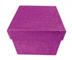 Dárková krabička D1 Glitter - purpur - 8,5 x 8,5 x 7 cm - 501231