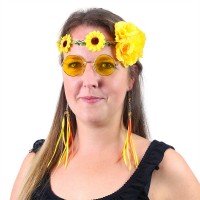 Sada hippies - čelenka, naušnice, brýle - 185524
