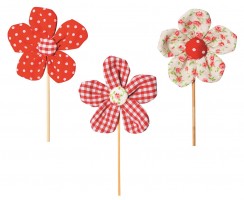 Zápich - Látková kytka - 8 cm + špejle - 8677