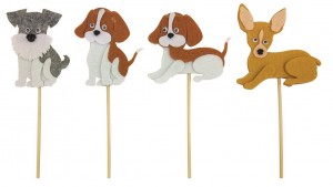 Zápich - pejsek z filcu - 8 cm + špejle - 5885