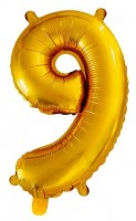 Balónek fóliový 86 cm - číslice 9 - zlatý - 6809-9G
