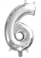 Balónek fóliový 86 cm - číslice 6 - stříbrný - 6809-6S