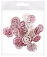 Dekorace dřevěná - barevné růžové květinky - 2 cm - 210591