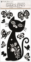 Samolepky na zeď - Prostorová kočka s motýly - 24 x 47 cm - 10491
