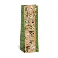 Vánoční dárková taška NATUR na víno - 11 x 36 cm - 0834-0053