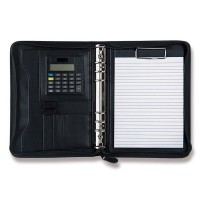 Portfolio A5 s kalkulačkou - kroužky, černé - 93-A5ZR4