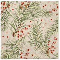 Vánoční ubrousky PAW We Care L - Sprigs Holly - SDLE020400