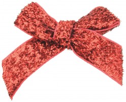 Sametová mašle - červená třpytivá - 8 cm - 12 ks - 5918