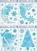 Vánoční okenní fólie - Zvon, kometa, anděl, strom - 38 x 30 cm - 338