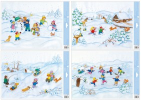 Vánoční okenní fólie - česká zima - 42 x 30 cm - 245