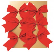 Textilní mašle na platíčku - červená - 8 cm - 6 ks - 18025