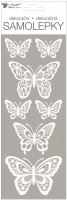 Samolepky bílé s glitry 11 x 30 cm, motýli 15048