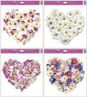 Okenní fólie - srdce z květů - 30 x 33,5 cm - 6865