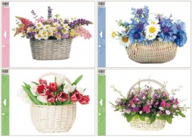 Okenní fólie - květiny v košíku - 42 x 30 cm - 6868