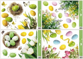 Okenní fólie velikonoční - Rohová - s vajíčky - květiny 42 x 30 cm 6903