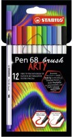 Prémiový vláknový fix s flexibilním štětcovým hrotem - STABILO Pen 68 brush - ARTY 12 ks