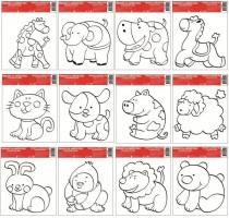 Předlohy na malování na sklo s vyvýšenou konturou  - 14 x 14 cm - 12 motivů - 1497