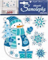 Samolepka - prostorový sněhulák s vločkami - 18 x 16 cm - 10308