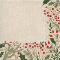 Vánoční ubrousky PAW We Care L - Berries Frame - SDLE021400