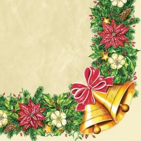 Vánoční ubrousky Daisy L - Xmas Wreath with Bells - SD_GW_002401